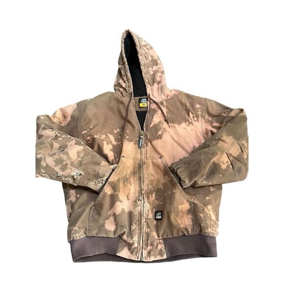 Vintage Berne Hooded Coat Bleached Brown Lined Zip Front Men’s XL - Picture 1 of 15